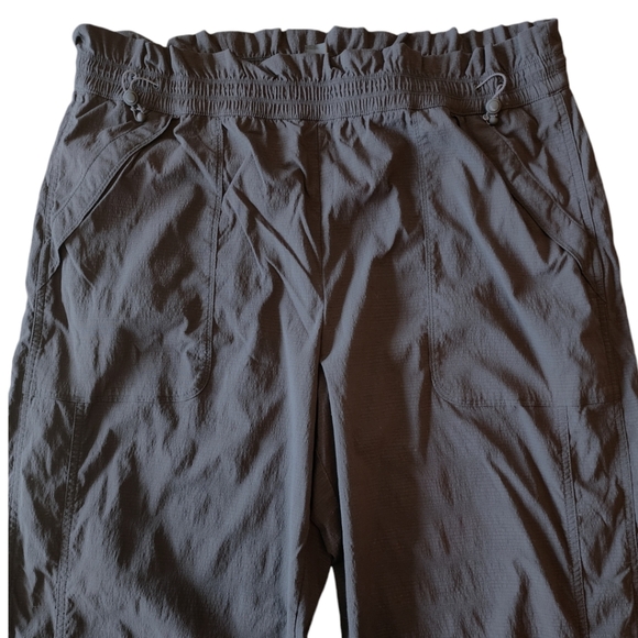 Athleta black nylon drawstring waist zipper ankle wider leg pants 16 - Picture 3 of 15